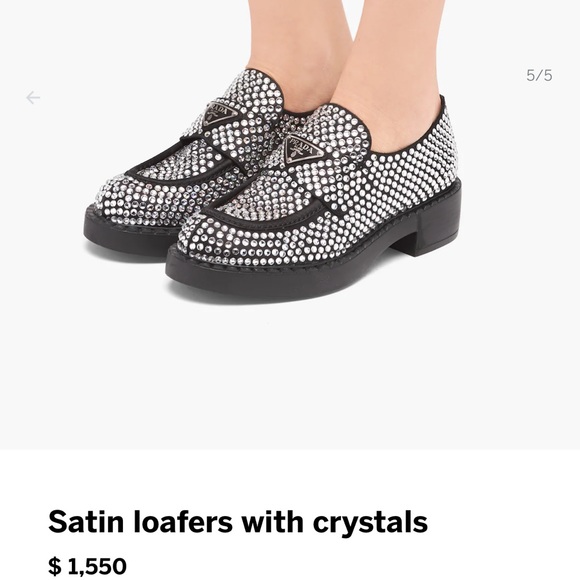 Authentic Satin rhinestone Prada loafers. New with box and auth card. - Picture 2 of 5